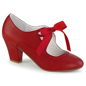 Red 6,5 cm WIGGLE-32 retro vintage cuben heels maryjane pumps