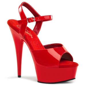 Rød 15 cm DELIGHT-609 pleaser høje hæle med plateau