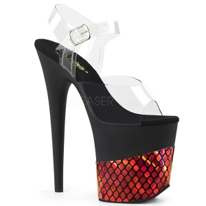 Rød 20 cm FLAMINGO-808HFN Hologram plateau high heels sko