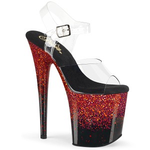 Rd 20 cm FLAMINGO-808SS glitter plateau high heels sko