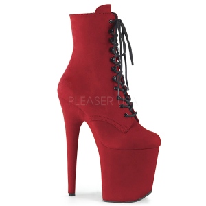 R�d faux suede 20 cm FLAMINGO-1020FS pole dance ankelst�vler