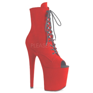 R�d faux suede 20 cm FLAMINGO-1021FS pole dance ankelst�vler