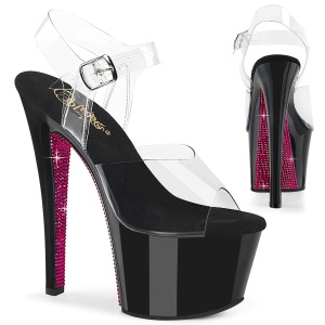 R�de 18 cm SKY-308CRS plateau h�je h�le med strass sten