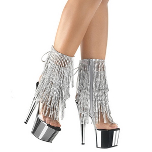 S�lv 18 cm ADORE-1017RSF ankelst�vler til damer med frynser