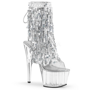 S�lv 18 cm ADORE-1017SQF pailletter ankelst�vler med frynser