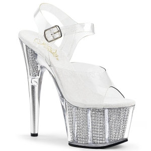 S�lv 18 cm ADORE-708SRS H�jh�lede Sandaler Strass Plateau