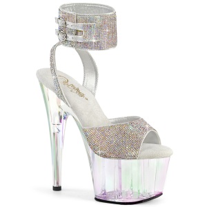 S�lv 18 cm ADORE-791HTRS gennemsigtige plateau h�je h�le med ankelremme