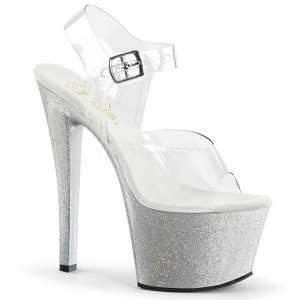 S�lv 18 cm Pleaser SKY-308MG glitter plateau high heels sko
