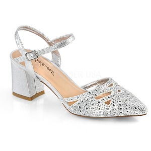 Sølv glimmer 7 cm Fabulicious FAYE-06 højhælede sandaler til kvinder