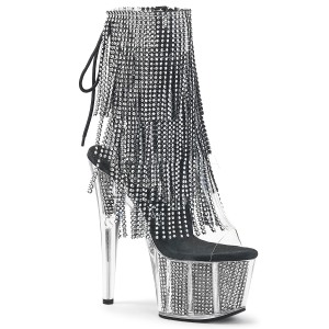 Sort 18 cm ADORE-1017SRS ankelst�vler til damer med frynser