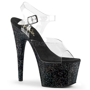 Sort 18 cm ADORE-708MG glitter plateau high heels sko