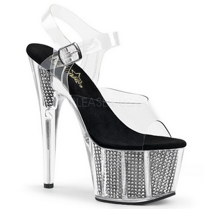 Sort 18 cm ADORE-708SRS H�jh�lede Sandaler Strass Plateau