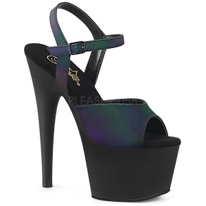 Sort 18 cm ADORE-709REFL Hologram plateau high heels sko