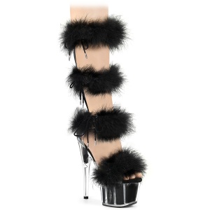 Sort 18 cm ADORE-728F pole dance h�jh�lede sandaler med fjer