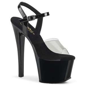 Sort 18 cm Pleaser SKY-308-1 plateau high heels sko damer