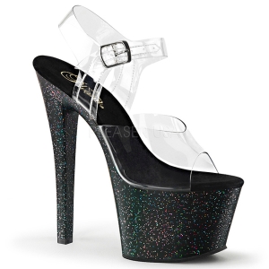 Sort 18 cm Pleaser SKY-308MG glitter plateau high heels sko