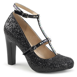 Sort Glimmer 10 cm QUEEN-01 store st�rrelser pumps sko