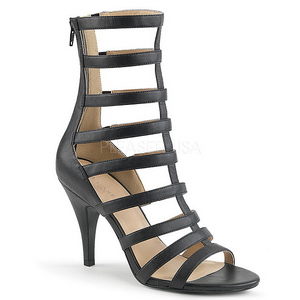 Sort Kunstl�der 10 cm DREAM-438 store st�rrelser ankelst�vler dame
