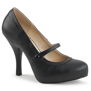 Sort Kunstl�der 11,5 cm PINUP-01 store st�rrelser pumps sko