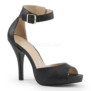 Sort Kunstl�der 12,5 cm EVE-02 store st�rrelser sandaler dame
