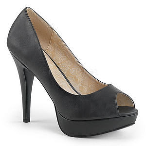 Sort Kunstl�der 13,5 cm CHLOE-01 store st�rrelser pumps sko