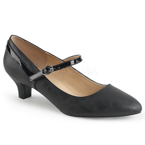 Sort Kunstl�der 5 cm FAB-425 store st�rrelser pumps sko