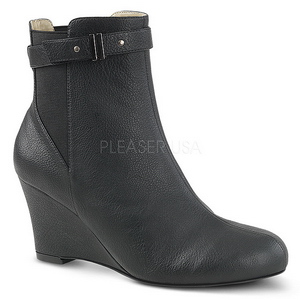 Sort Kunstl�der 7,5 cm KIMBERLY-102 store st�rrelser ankelst�vler dame