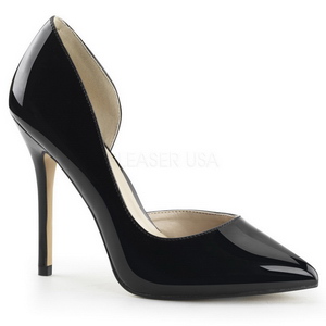 Sort Lak 13 cm AMUSE-22 klassisk pumps sko til damer