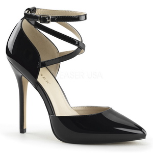 Sort Lak 13 cm AMUSE-25 H�je Pumps Damesko til M�nd