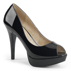 Sort Lakl�der 13,5 cm CHLOE-01 store st�rrelser pumps sko