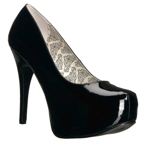 Sort Lakl�der 14,5 cm Burlesque TEEZE-06W pumps brede f�dder til m�nd