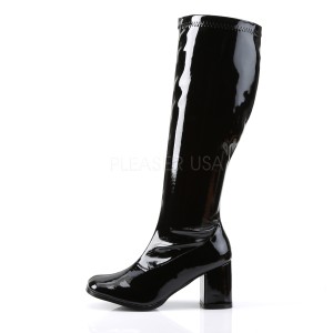 Sort Laklæder 7,5 cm GOGO-300WC damestøvler til brede lægge