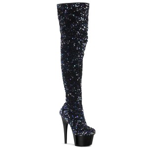 Sort Pailletter 20 cm ADORE-3020 h�jh�lede overknee st�vler - pole dance st�vler