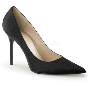 Sort Satin 10 cm CLASSIQUE-20 store st�rrelser stilettos sko