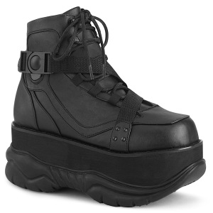 Sort Vegan 7,5 cm NEPTUNE-181 demoniacult ankelst�vler - unisex cyberpunk ankelst�vler