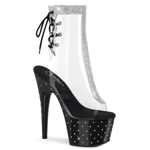 Sort gennemsigtig 18 cm STARDUST-1018C-2RS h�jh�lede ankelst�vler - pole danseskoene