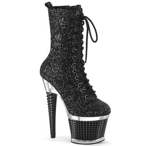 Sort glitter 20 cm SPECTATOR-1040G h�jh�lede ankelst�vler - pole dance st�vletter