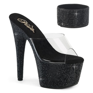 Sort strass 18 cm BEJEWELED-712RS pleaser h�je h�le med ankelmanchet