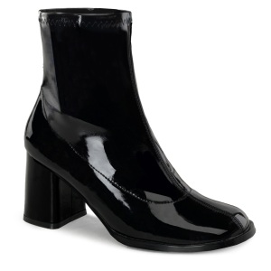 Sorte Lakl�der 7,5 cm GOGO-150 stretch ankelst�vler med blokh�l til kvinder