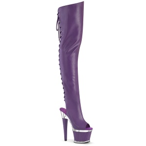 Vegan sn�rest�vler 18 cm SPECTATOR-3030 lilla �ben t� overknee st�vler med sn�reb�nd