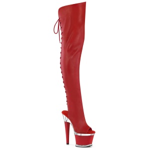 Vegan sn�rest�vler 18 cm SPECTATOR-3030 r�de �ben t� overknee st�vler med sn�reb�nd