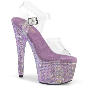 Violet 18 cm BEJEWELED-708RRS poledance h�je h�le sko med strass plateau