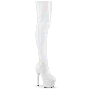 White 18 cm BEJ-3000-7 Hologram exotic pole dance overknee boots