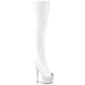 White 18 cm BEJ-3011-7 Hologram exotic pole dance overknee boots