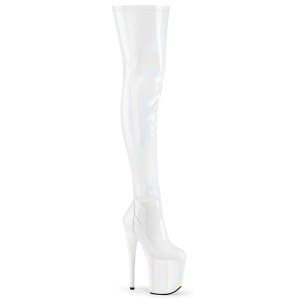 White 20 cm FLAMINGO-3000HWR Hologram exotic pole dance overknee boots