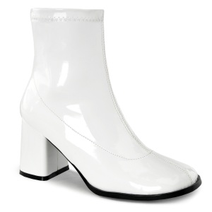 White Patent 7,5 cm GOGO-150 stretch block heels ankle boots