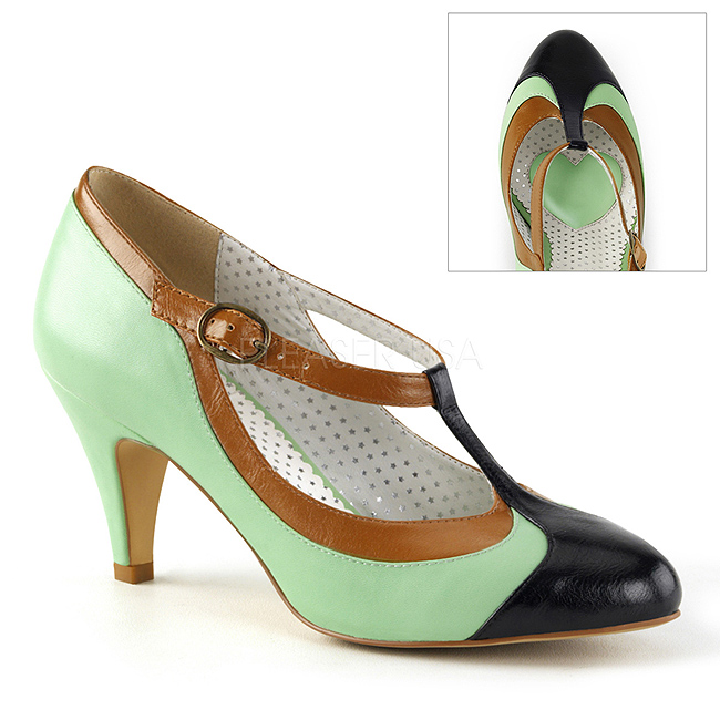 Green 8 cm PEACH-03 Pinup Pumps Shoes with Low Heels