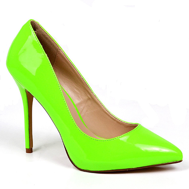 Grøn Neon spidse pumps med stiletter hæle