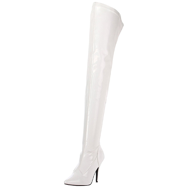 Hvid 13 cm SEDUCE-3000 overknee støvler hæl