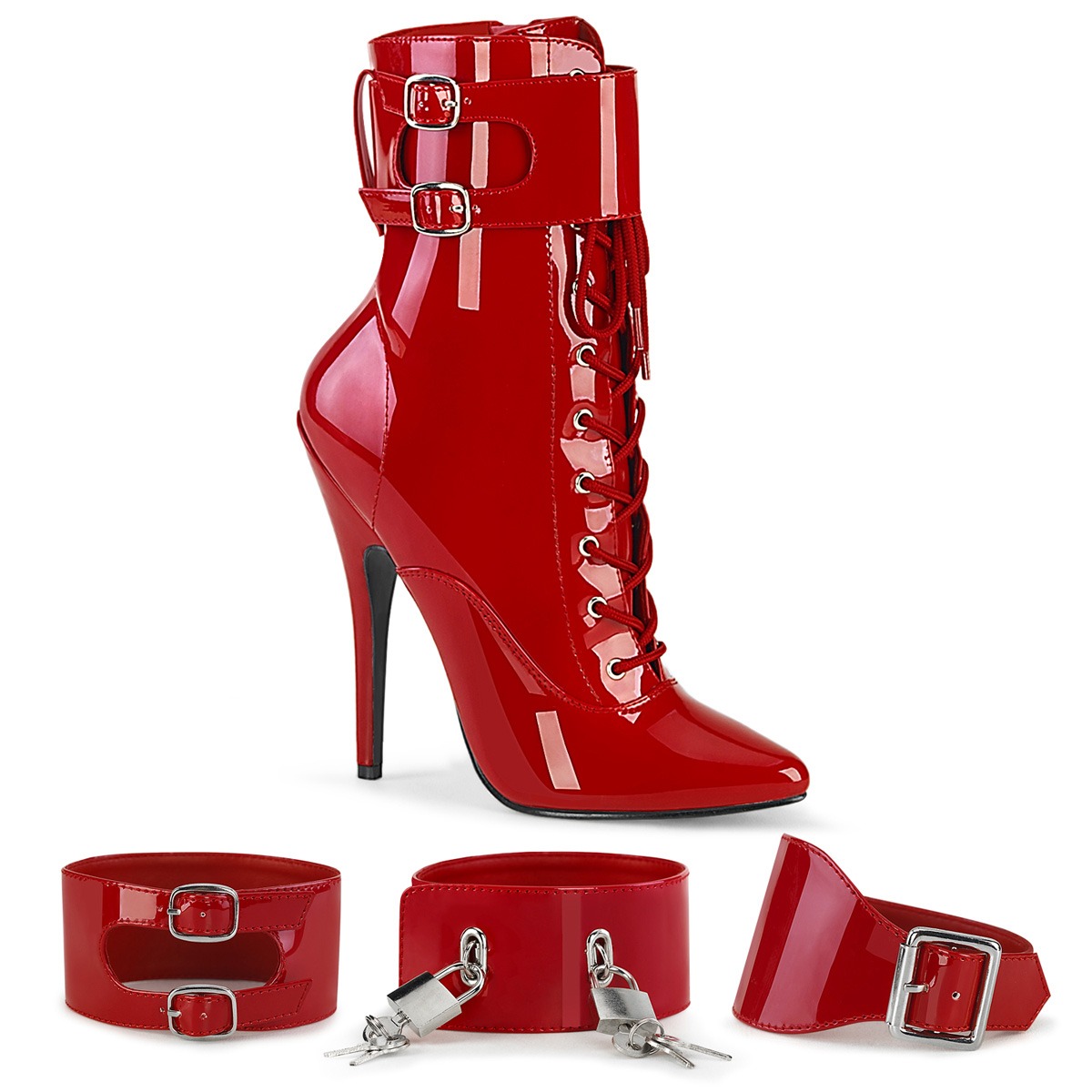 Rød 15 DOMINA-1023 stiletto ankelstøvler med høje hæle